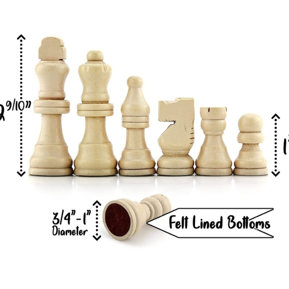 Complete Wooden Chess Pieces (32 Pieces), Wooden Replacement Chess Figures - Picture 4 of 5